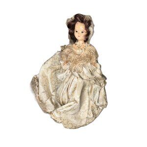 1950's Vintage Unmarked Jointed Composition Wedding Doll